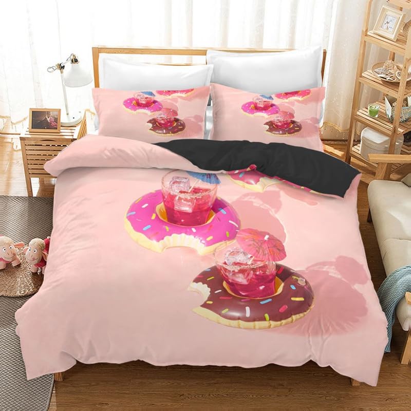 Funda nórdica cama 90 comida rosa suave de microfibra 155x220 cm para dormitorio infantil