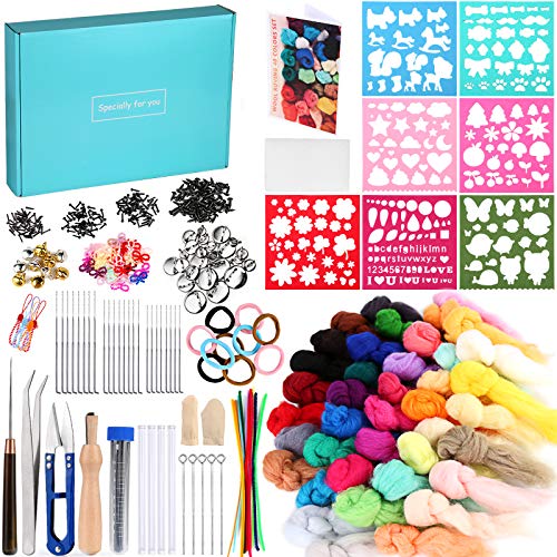 356 Pcs Needle Felting Kit, Needle Felting Tools with 40 Colors Wool Roving, Felting Needles, Felting Mat, Instruction and Other Supplies for Wool Felt Tools Beginners