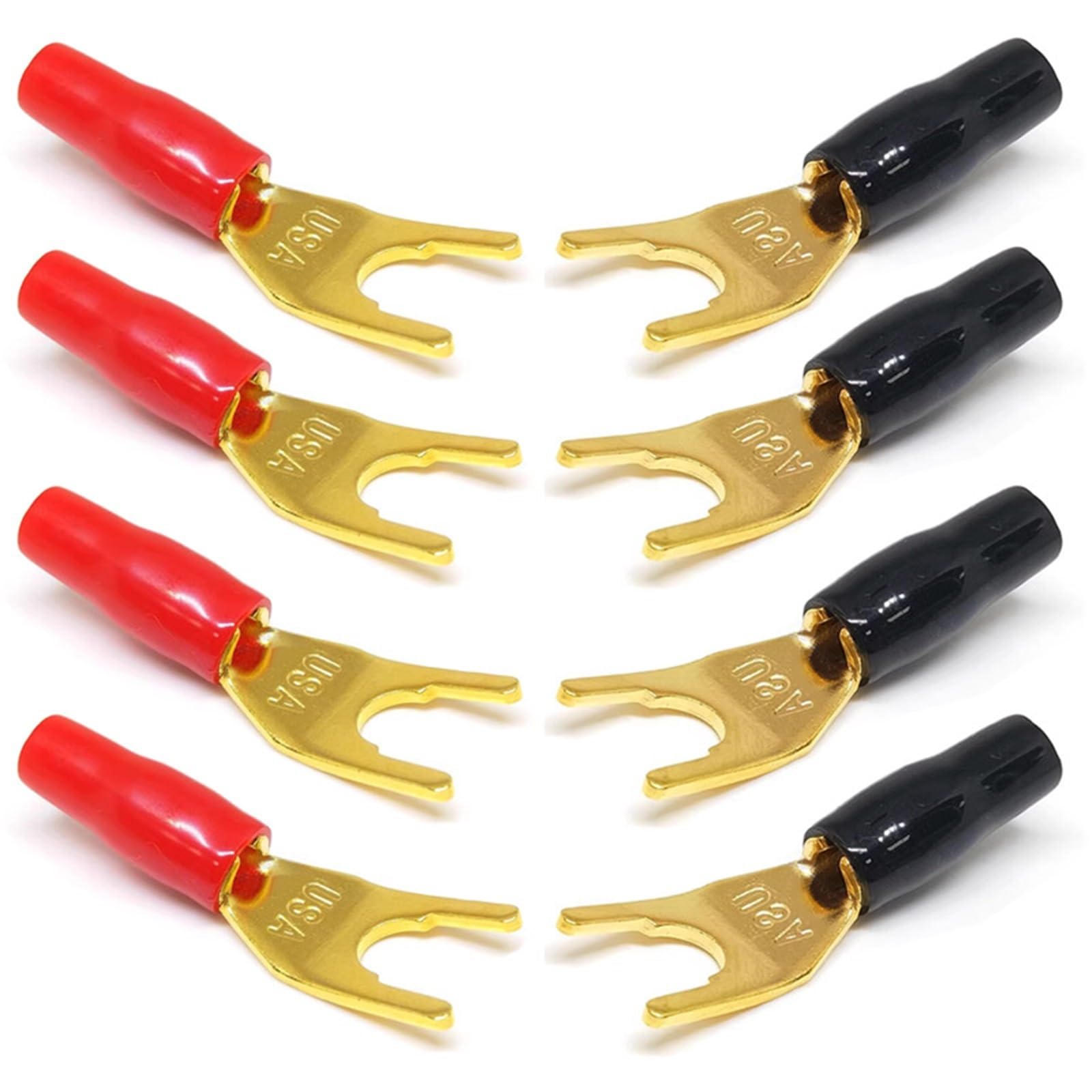Cosses à sertir isolées, connecteurs de fils, 10 pièces, fiches bananes en U, connecteur type U/Y cuivre plaqué or, pince avec étui poignée plastique pour(Mix)