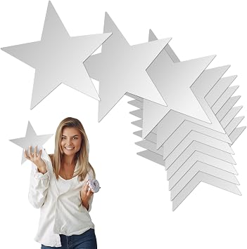 20 Pcs Silver Paper Stars, 11 Inches Double Printed Foil Star Confetti for Wedding, Party Decorations Silver, 20