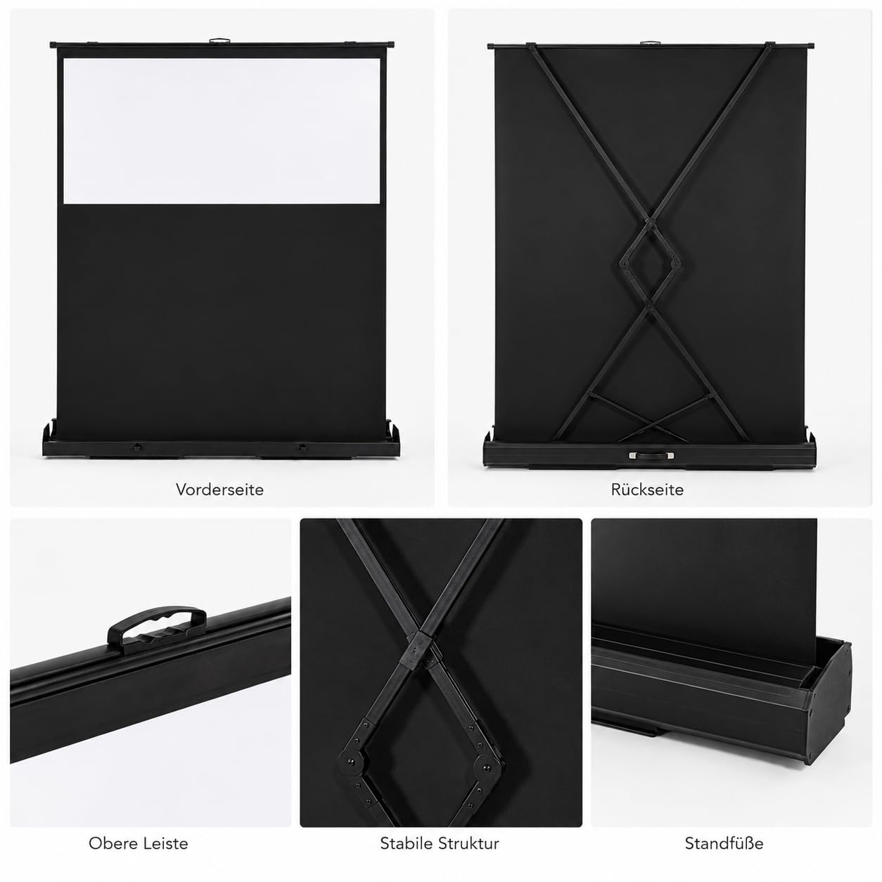Schermo per proiettore da pavimento, autoportante, pull-up, portatile, per sale di proiezione domestica, camera da letto, sale riunioni (60", 16:9)