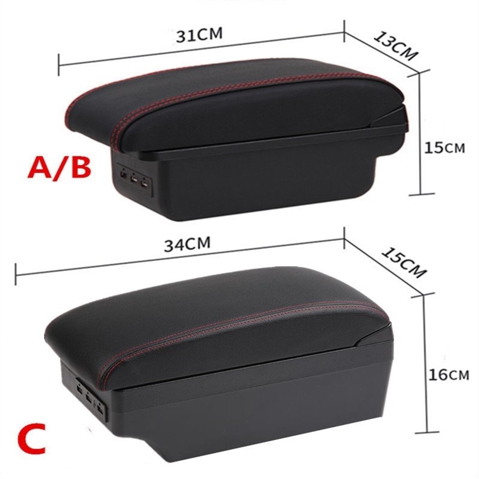 Caja de almacenamiento del apoyabrazos A1 para línea roja sin USB, A2 para negra, A3 para blanca, B1 para 3USB, B2 para, B3 para(B1 red line 3USB)