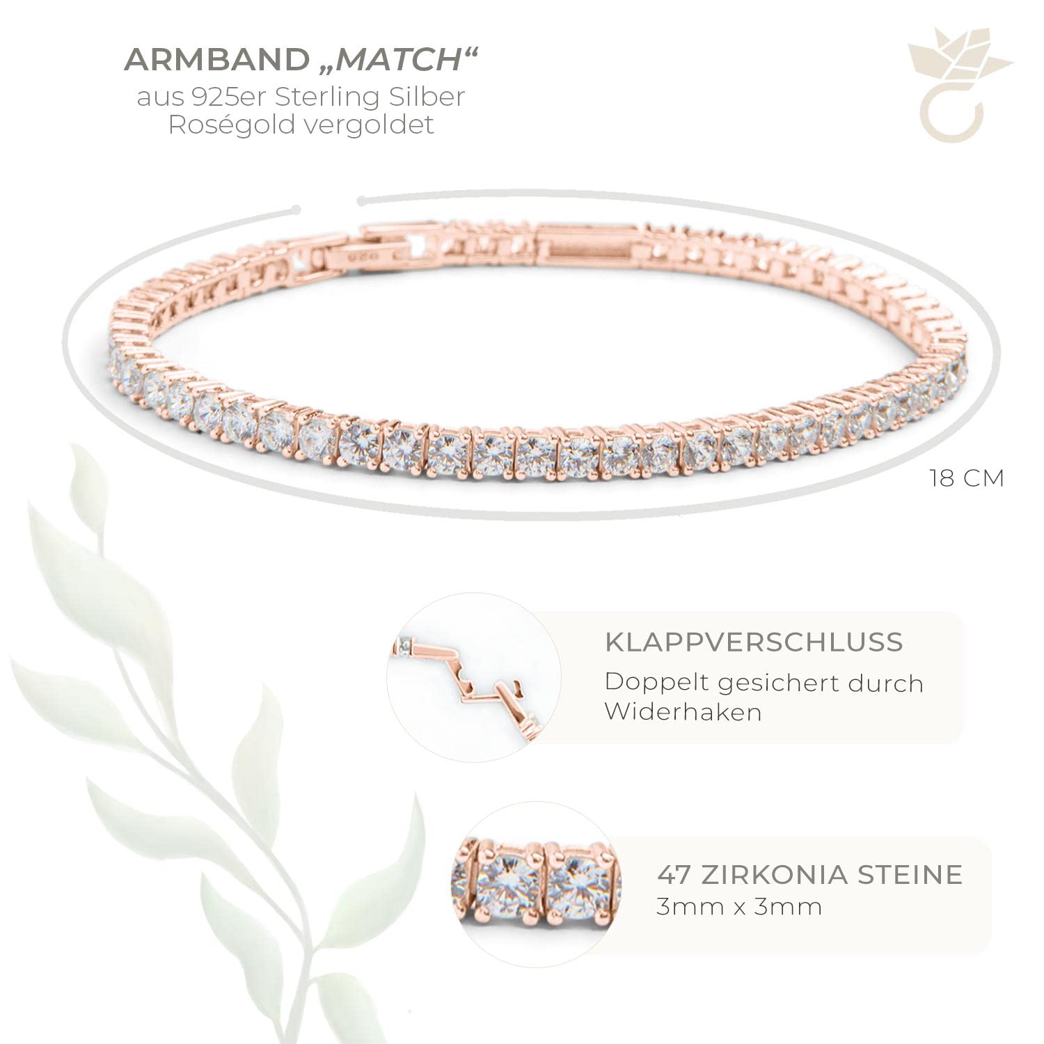 Amoonìc Damen Tennisarmband Match aus 925er Silber oder vergoldet | Mit Zirkoniasteinen, Personalisiert mit Gravur, Geschenk für Sie