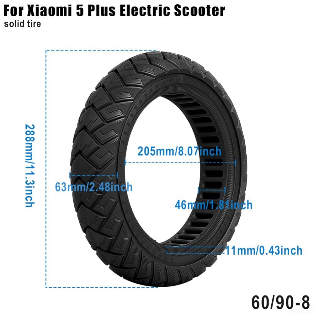 Elektroroller Ersatzreifen 12 Zoll 60/90-8 Vollgummi für Xiao Scooter für 5 Plus mit wartungsarmem Design