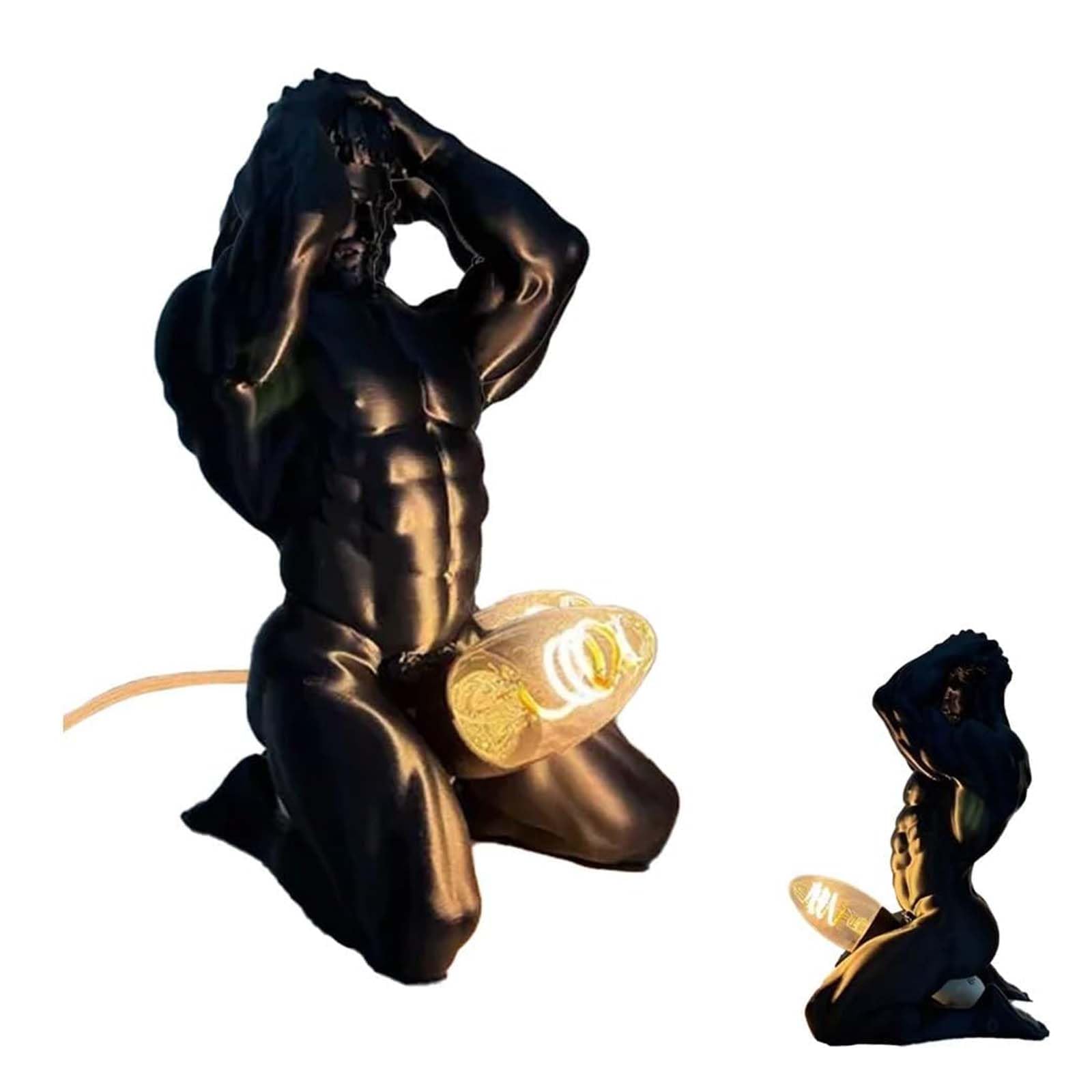 Hliloy Bold Male Figure Table Lamp, Artistic Statue Light, Steampunk Table Lamp, Vintage Industrial Metal Robot Table lamp, Water Pipe Lamp, Desktop Light for Bedside Desk Room Decoration (1PC)