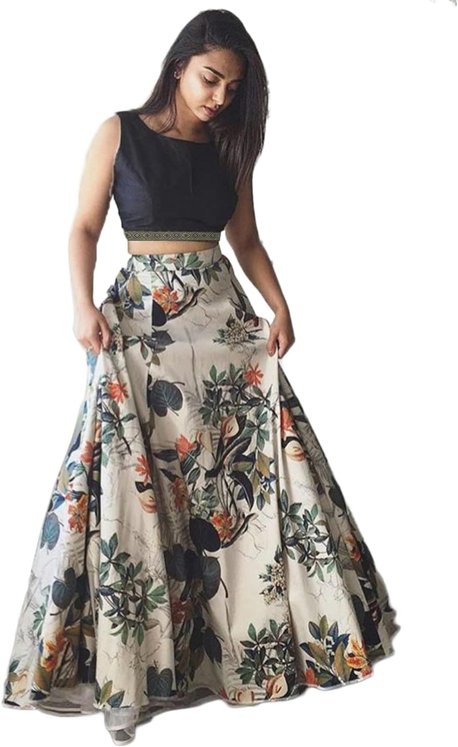 Lehenga Choli Digital Print Lengha Skirt Women's Ethnic Wedding Party Wear