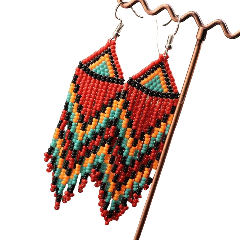 GMBYLBY Vintage Inspired Beaded Tassels Earrings Handmade Glass Beads Drop Dangle Ear Pendants Jewelry Women