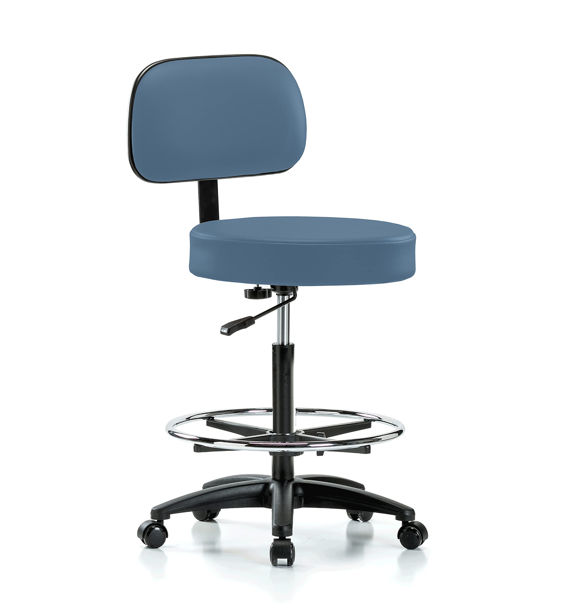 Perch Basic Exam Stool with Foot Ring, Casters, 25-35", Newport Fabric