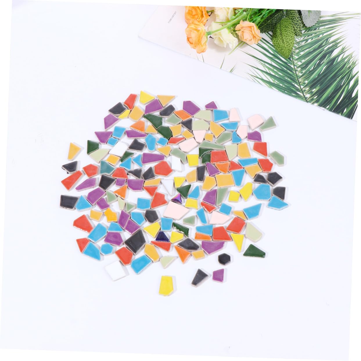 SEWACC 500g Partículas Sueltas de Mosaico de Cerámica Hechos Mano Piedra Irregular Esmaltada Purpurina Materiales para Bricolaje Mosaico Cristal de Piedra Colores Surtidos