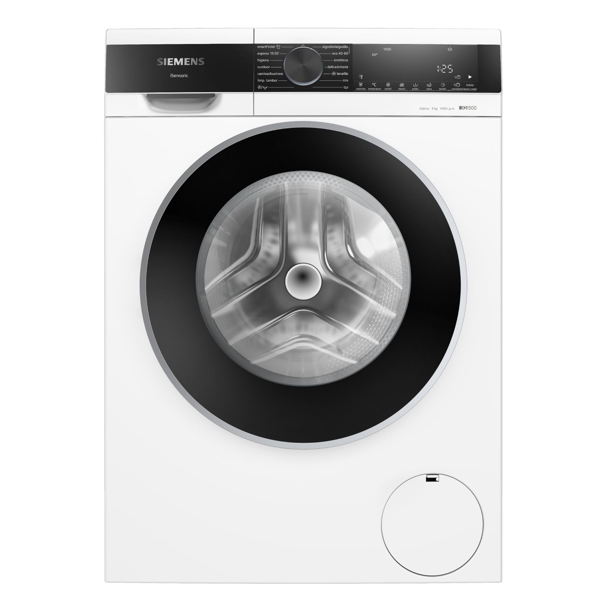 SIEMENS Front loading washing machine, 9 kg, 1400 rpm, anti-stain, iQdrive motor, White, WG44G2ZAES