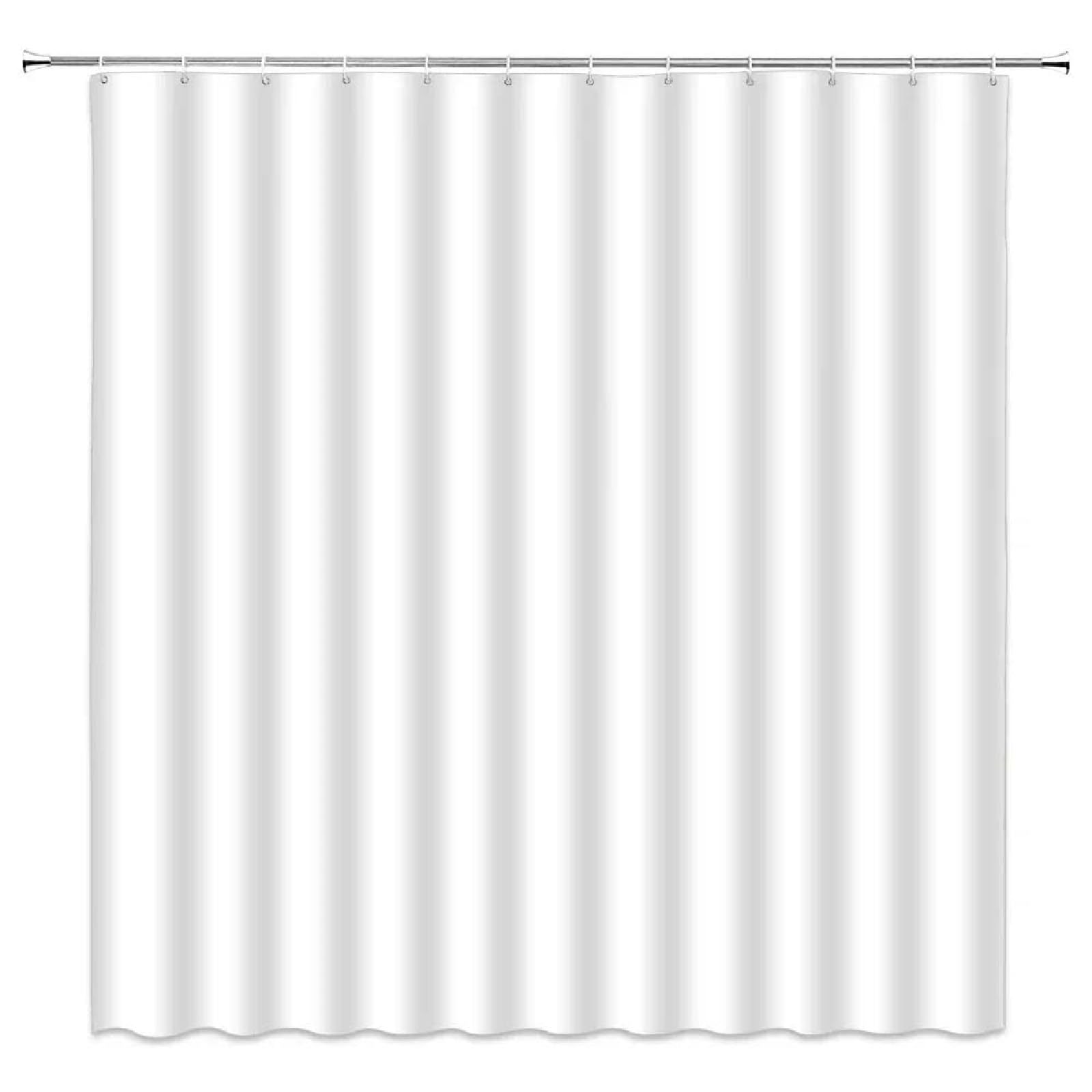 18meng Art White Shower Curtain 90 x 90 cm Waterproof Mould Proof Resistant Polyester Fabric Bathroom Curtain with 12 Hooks Washable Weighted Shower Curtains for Bath Tub Shower Stall