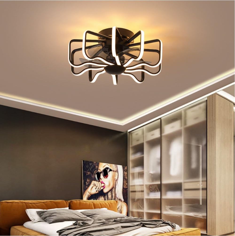 HXYSXHJUO Ceiling fan light LED ceiling recessed 160W with remote control dimmable mute three speed color for bedroom living room Black/Gold/White (