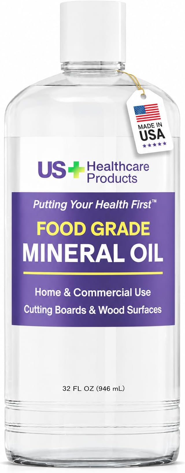 US+ Mineral Oil for Wood Cutting Board, 100% Pure Food Grade USP - 32 Oz | 100% Pure Food Grade USP Mineral Oil • Safe for Cutting Boards, Butcher Blocks & Wood Surfaces