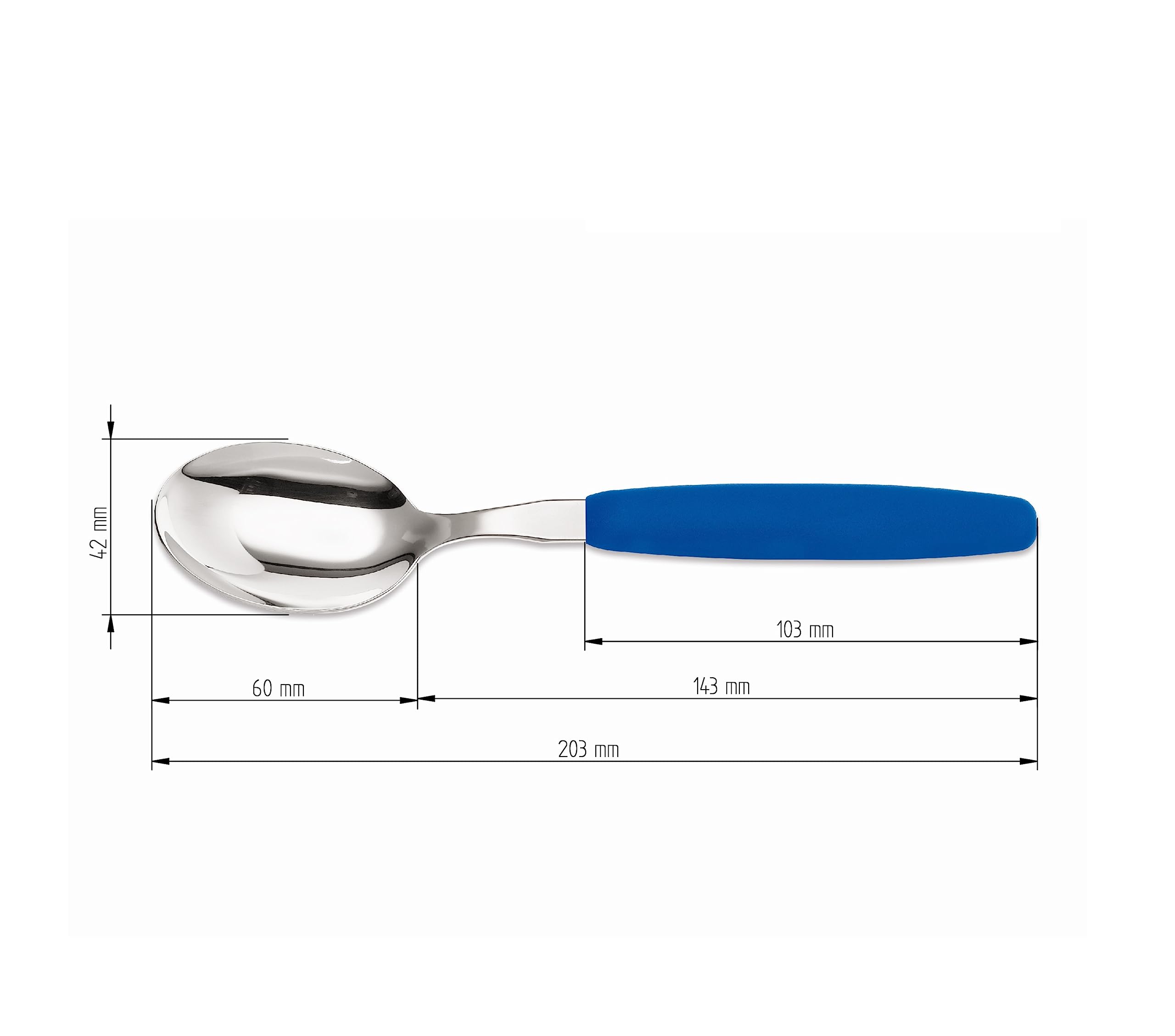 Giesser 6er Suppenlöffel Set Blau | Großer Esslöffel aus rostfreiem Edelstahl mit PP-Griff | Spülmaschinenfest | Camping & Outdoor | Made in Germany