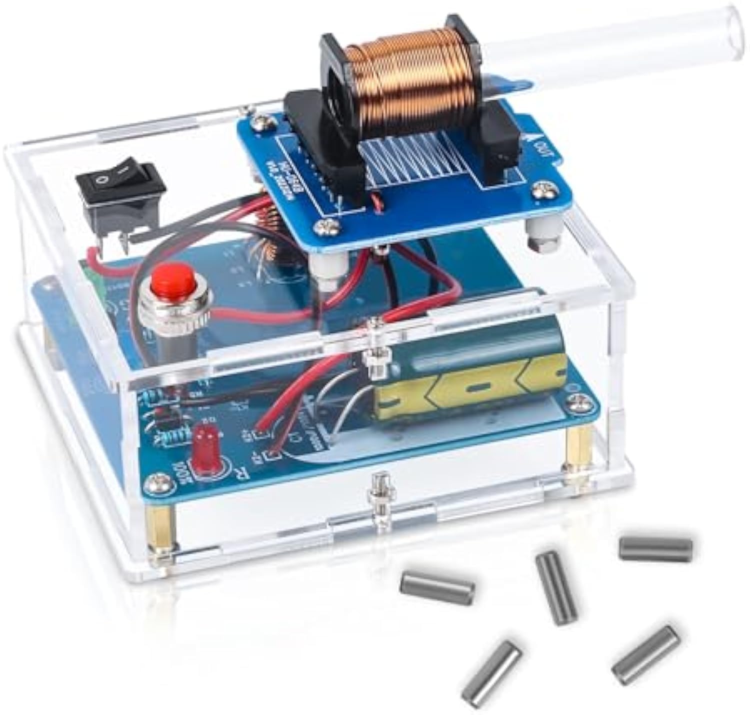 Soldering Practice Kit, Electric Magnetic Transmitter, DIY Creative Shooting Game Kit, Mini Voltage Converter Module, Educational STEM Electronics Kit for High School College Leaning and Children Gift