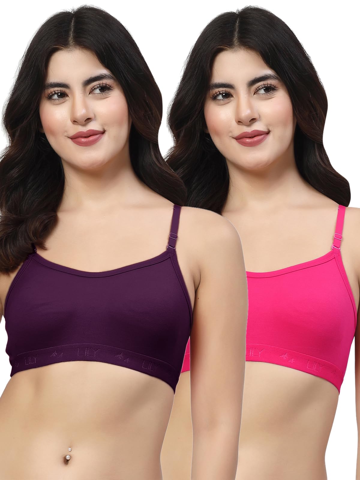 Black, Peach Seamless Non Padded Sports Bra-image-20