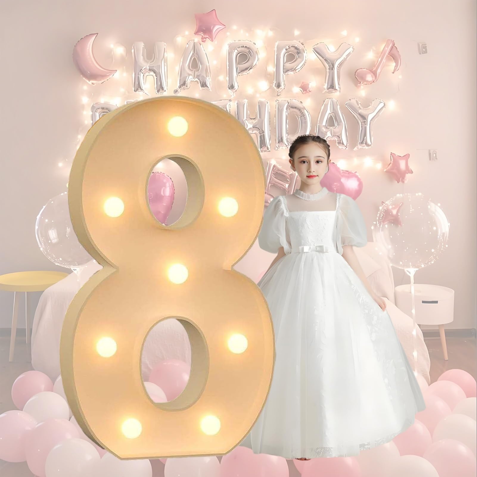 Grandi Lettere Illuminate a LED, Lettere Luminose al Neon, Adatte for Proposte, Anniversari, Compleanni e Decorazioni for Feste di San Valentino(8,100cm)