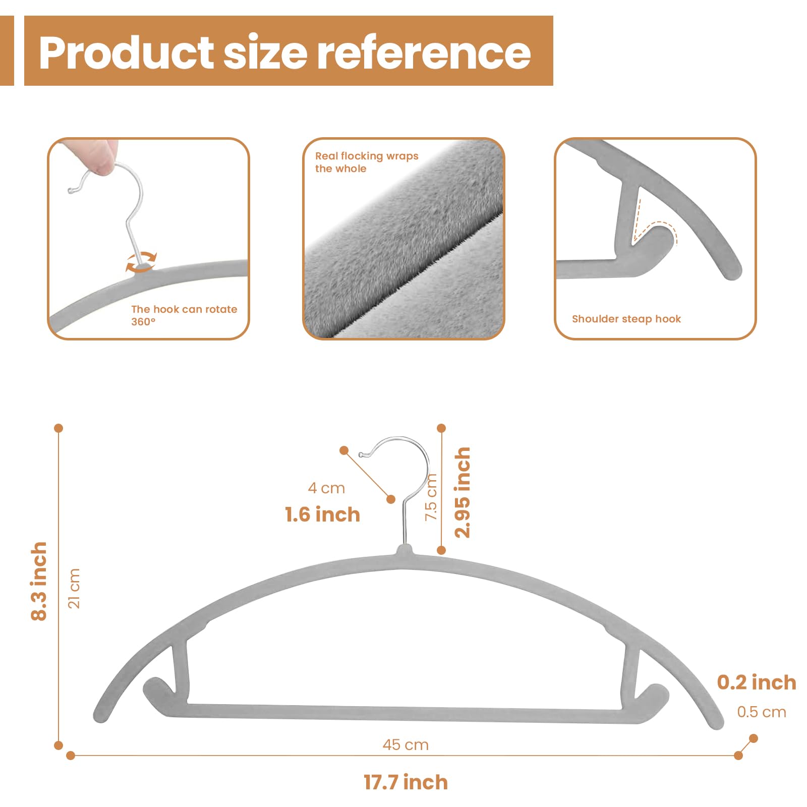 Jiang&Rong Paquete de 60 perchas de terciopelo gris, ultrafinas, antideslizantes que ahorran espacio, perchas de ropa sin hombros para suéteres, chaquetas, pantalones, vestidos y camisas, perchas de