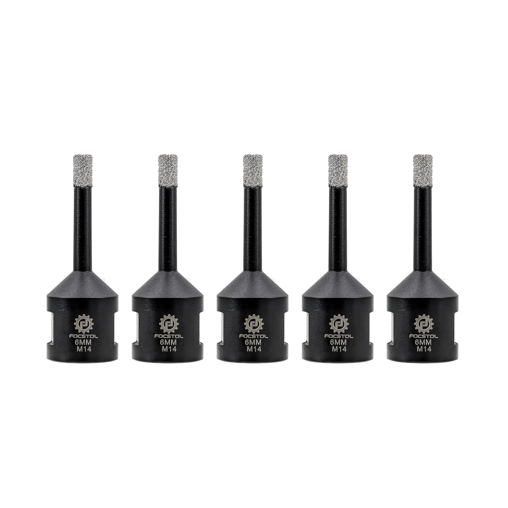 FOCSTOL Brocas Diamante - 5 piezas 6mm Corona Diamante para Porcelanico Baldosa Cerámica Mármol Granito Cuarzo para M14 Rosca Amoladora Angular