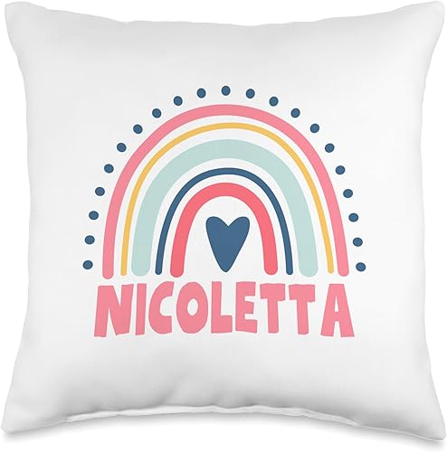 Idea Regalo Personalizzata con Nome Gifts Idea Nicoletta Name Custom Woman Myth Legend Pink Birthday Party Throw Pillow, 16x16, Multicolor