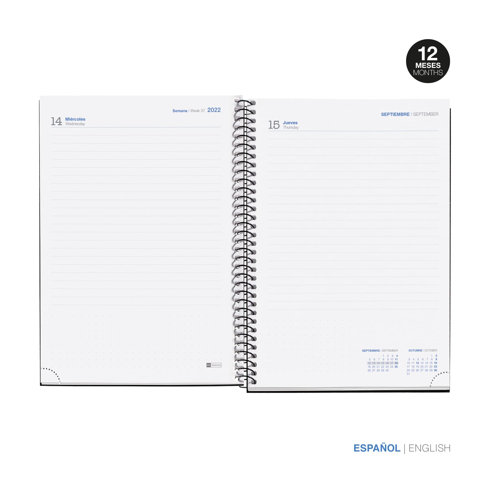 Miquelrius, Agenda September 2022 June 2023, Day Page, Plus Size 15 x 21.3 cm, Bilingual: Spanish, English, College - Image 2