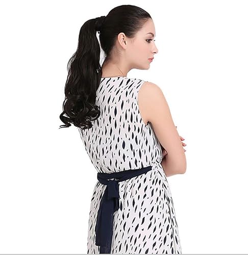 Miniatura 4 de Remeehi Extensiones de cabello humano real ondulado con clip para cola de caballo, para mujer, 26 pulgadas (3.53 onzas 6# marrón chocolate oscuro)