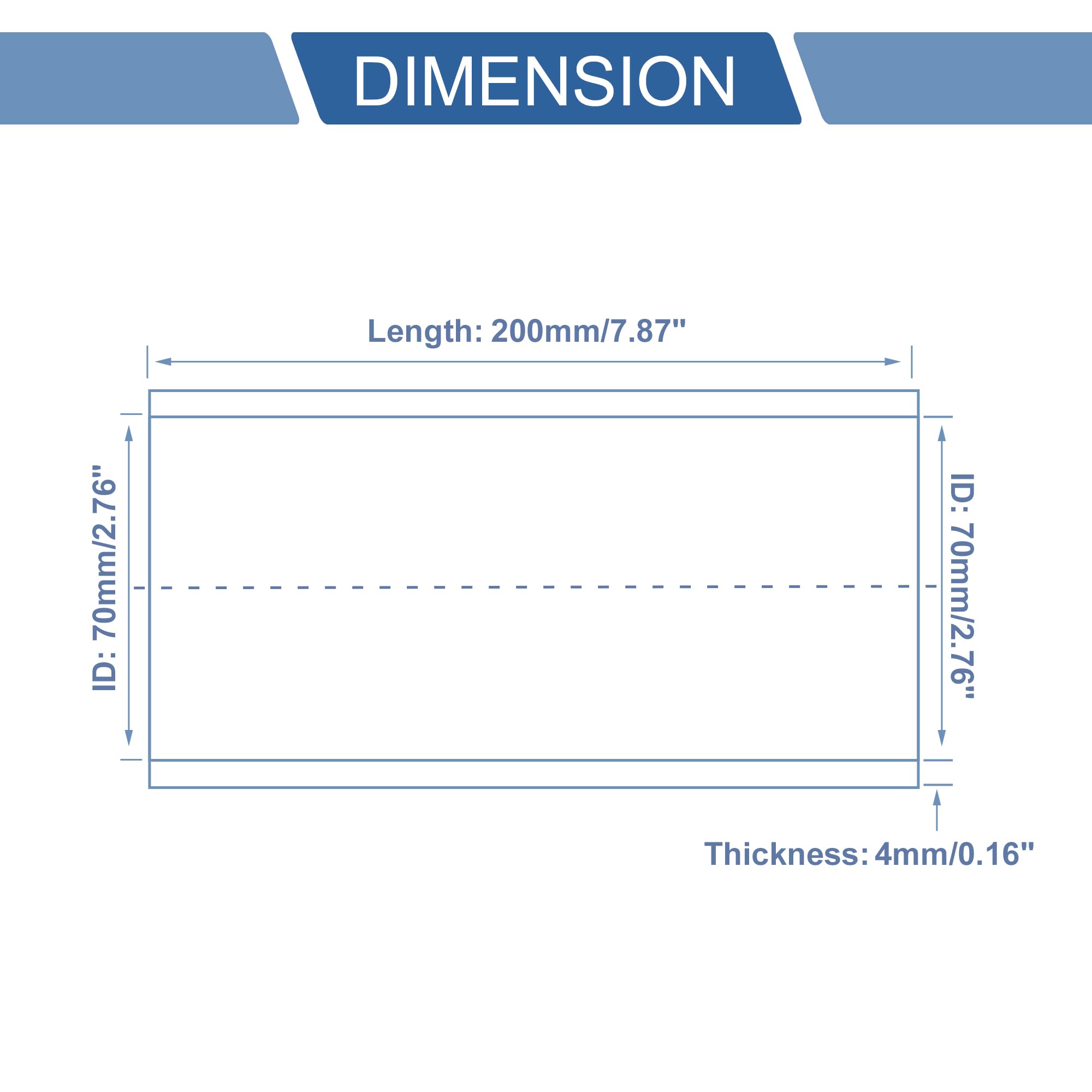 A ABSOPRO 1 Pz 70mm/2.76" ID 200mm/7.87" Lunghezza 0° Tubo di Silicone Blu Tubo di Raffreddamento Universale