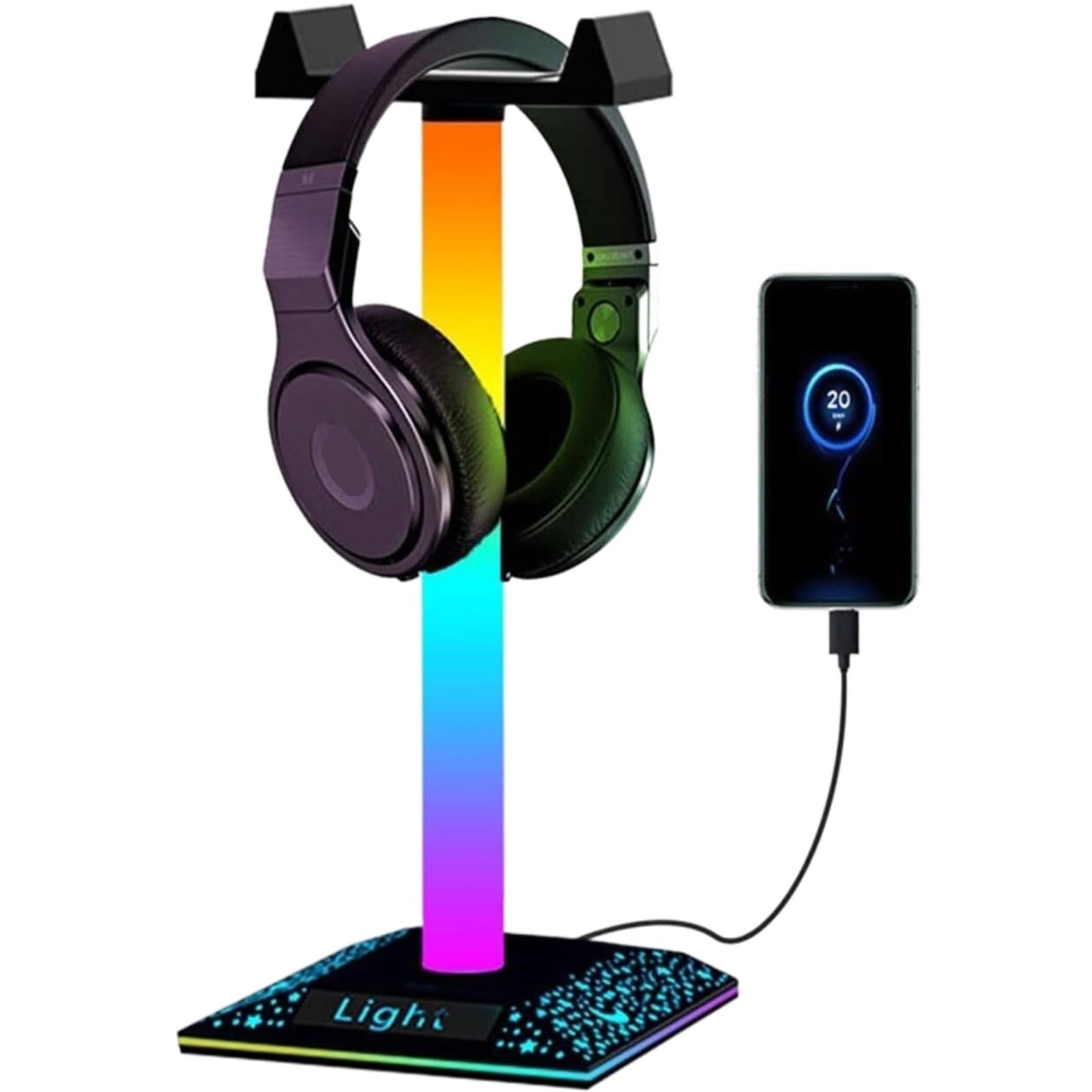 Soporte para Auriculares Puerto USB RGB Soporte para Juegos Soporte para Auriculares con Luz para Accesorios para Auriculares Soporte para Auriculares para Juegos De PC Soporte Auriculares