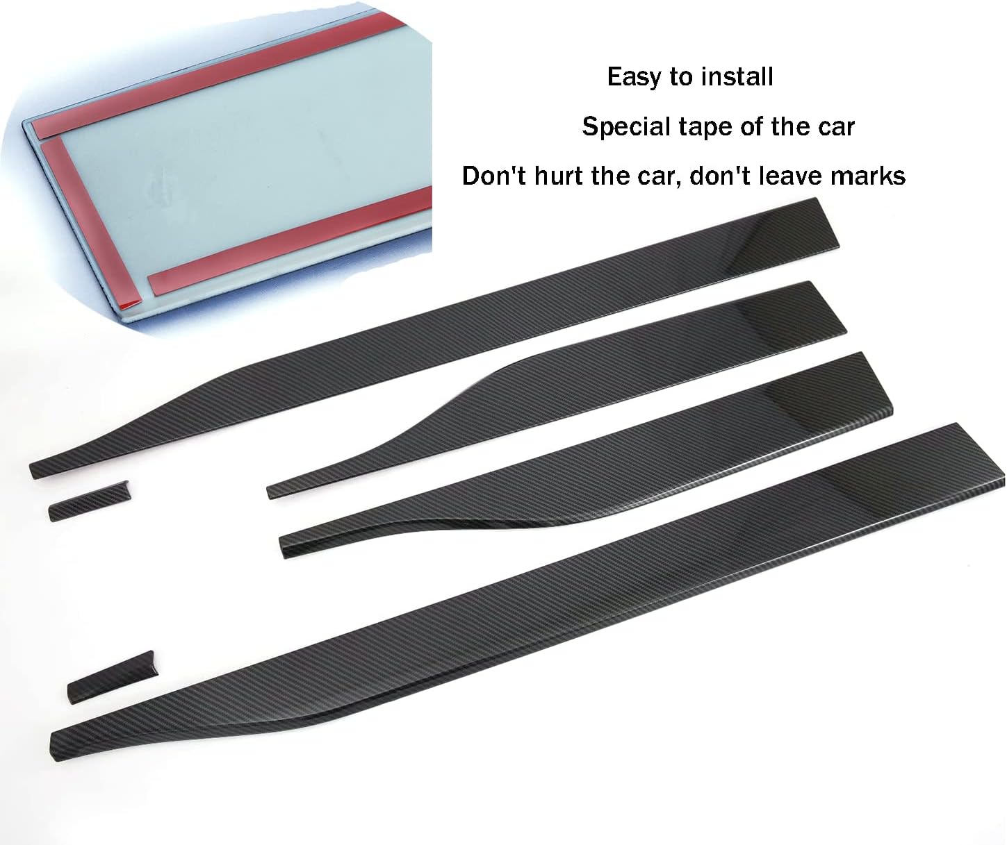 Car Accessories Fit for Toyota RAV4 2019 2020 2021 2022 2023 2024 2025 Exterior Side Door Body Molding Decoration Strip Cover Trim (Carbon Fiber Style) ABS 6 PCS