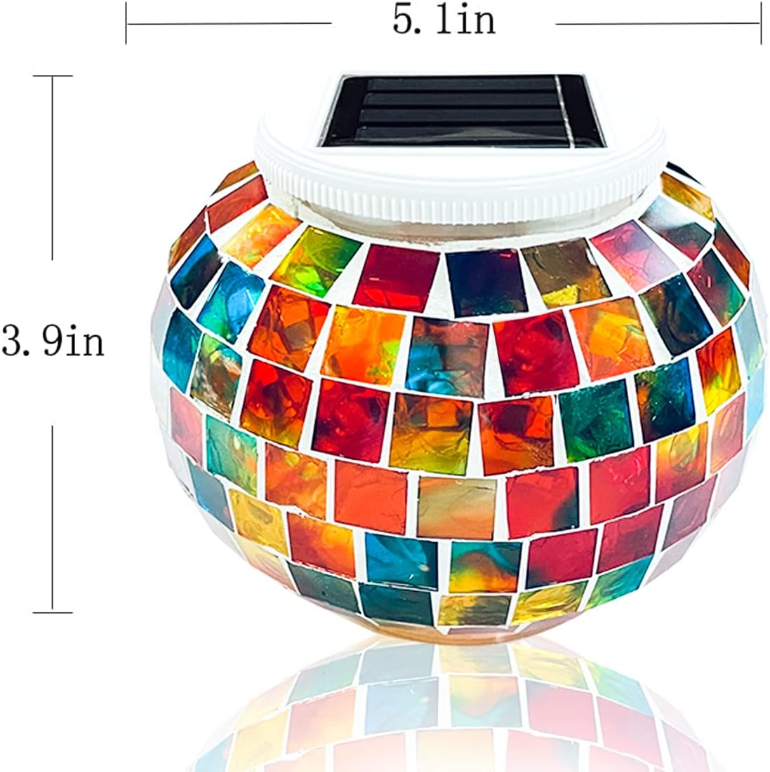 ZYLiWoo Color Changing Solar Powered Mosaic Glass Ball Garden Lights, Solar Table Light Waterproof, Solar LED Night Light for Garden, Terrace, Party, Yard, Outdoor/Indoor Decoration, Ideal Gift - - 