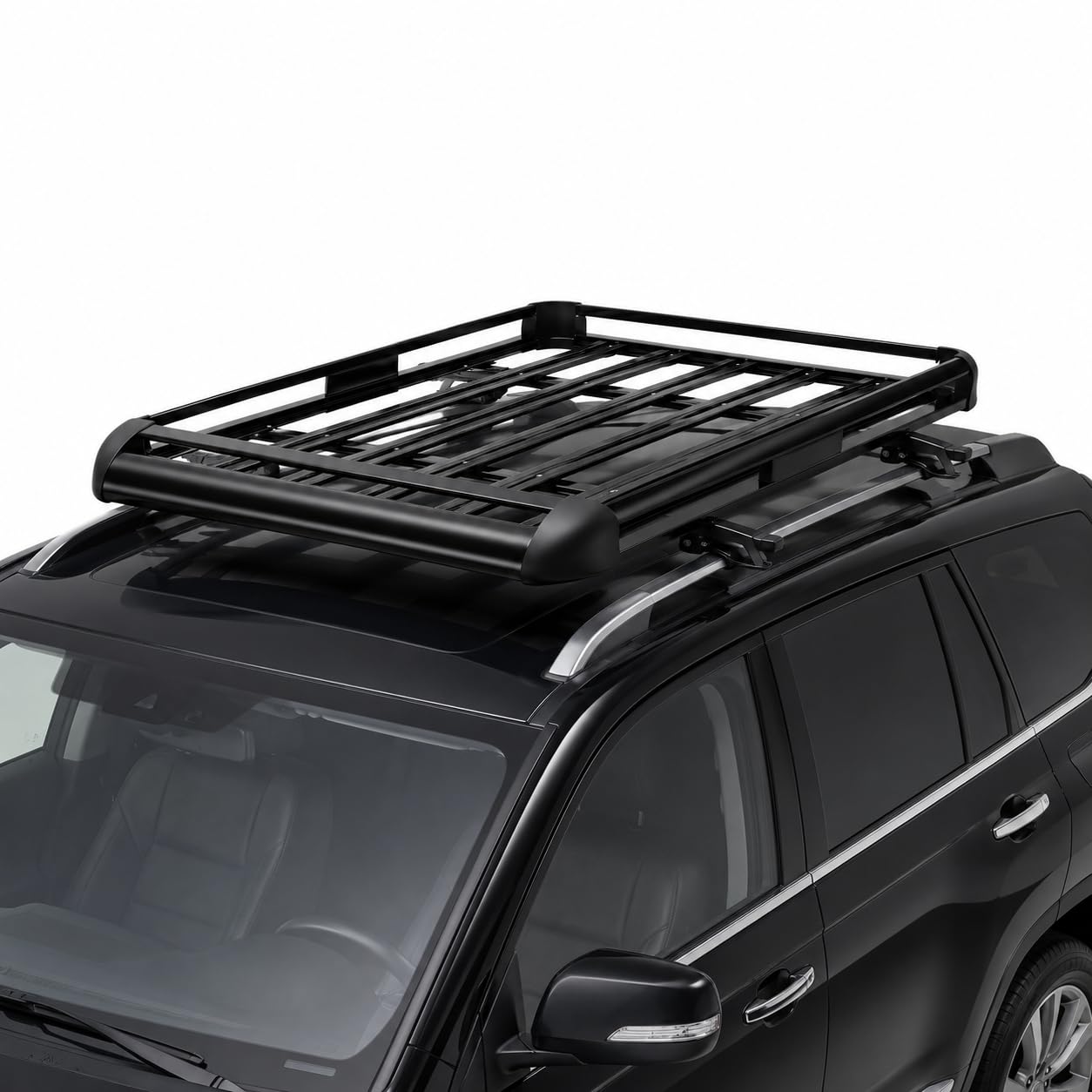 Doppelstöckiger Dachgepäckträger Aluminium 127x97cm für SUV mit Stahlträger | Leichter Dachträger Korb aus Aluminium mit 150 kg Traglast und Windabweiser für leise Fahrt