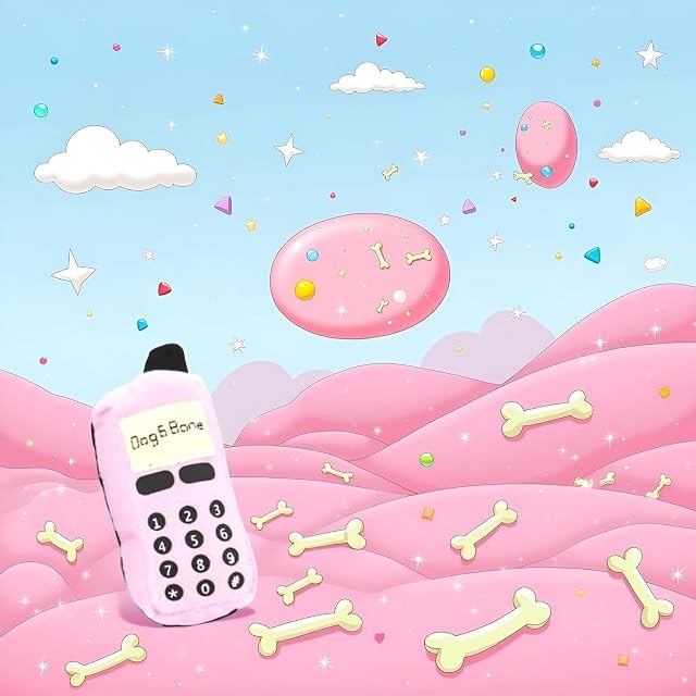 Foto 5 de 8 de Zhhuoc Juguete de peluche con forma de teléfono celular para mascotas, color rosa, para jugar a entrenar