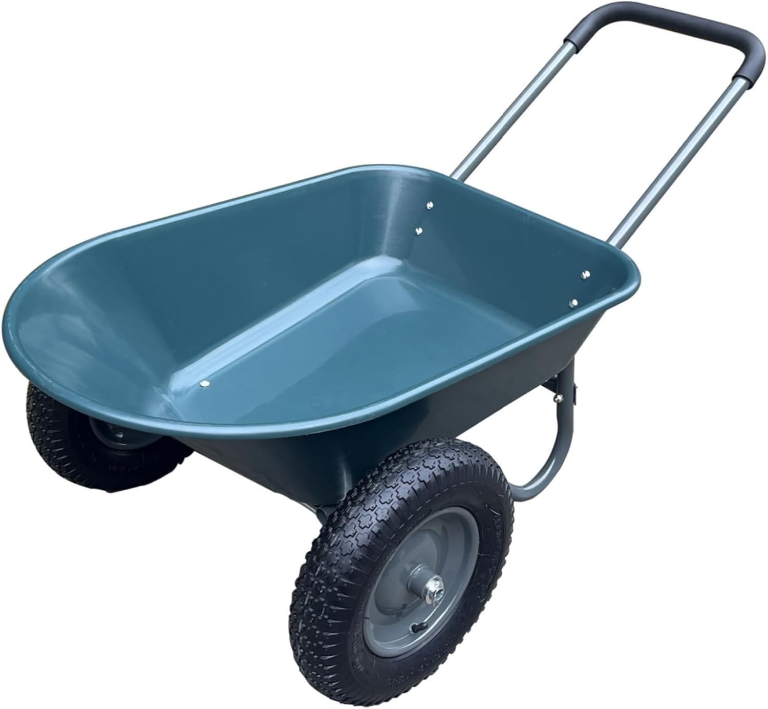 Garden Utility Cart with Dual Wheels and Stand, Heavy-Duty Trolley for Yard, Lawn, and Outdoor Tasks, Green
