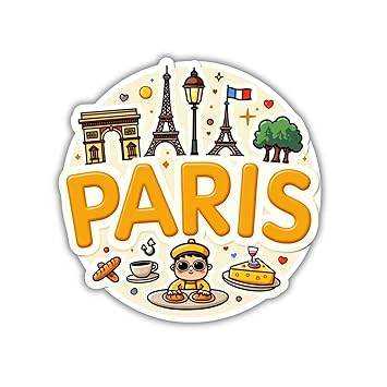 GiftOday Paris Theme Souvenir Wooden Refrigerator Stylish Fridge Magnet - Perfect Souvenir Gift for Brother, Sister, Kids | Kitchen Decor | Fridge Decoration | Size 3x3 Inches | Pack of 1
