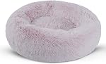 BVAGSS Small Dog Bed Cat Bed Calming Plush Pet Bed Soft Washable Anti Anxiety Round Donut Cuddler Fluffy Puppy Bed for Puppy & Kitten JA037 (16 inch, Dark Grey)