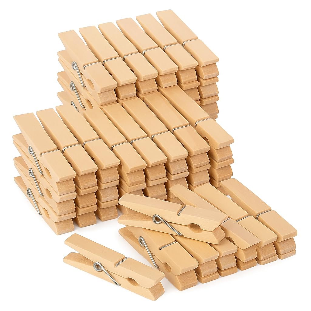 Wooden Pegs 72Pcs Heavy Duty Wooden Clothes Pegs With Metal Coil Spring Durable, Rust-Resistant Strong Grip are Suitable for Indoor and Outdoor Use