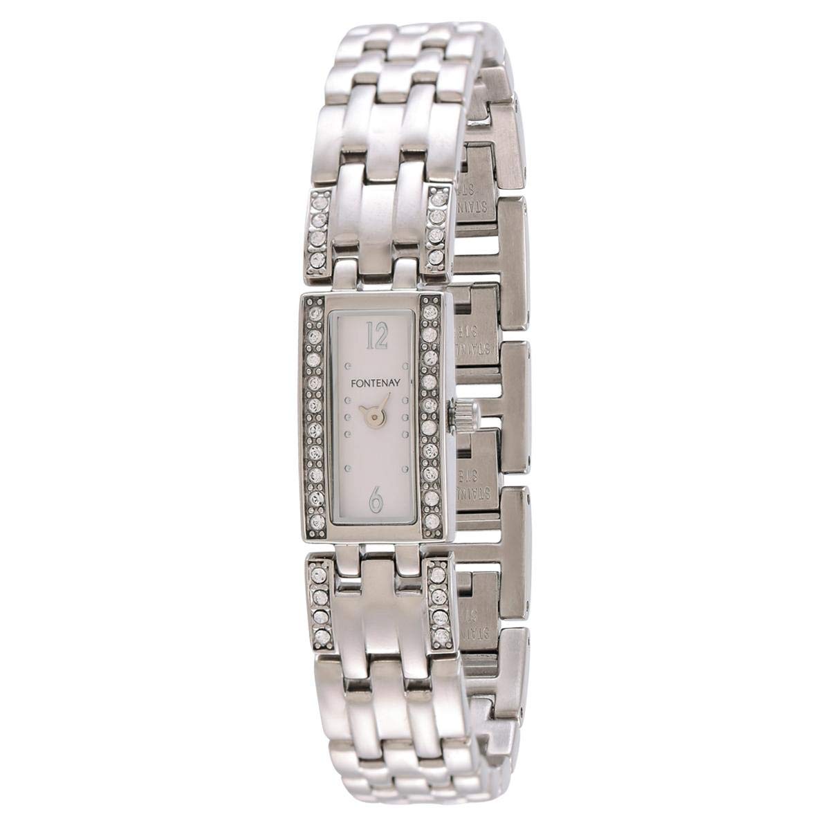 Watch with Zirconia - Stainless Steel - Clasp - Unisize - Woman - Girl - Gift - Modern - Fashion - White