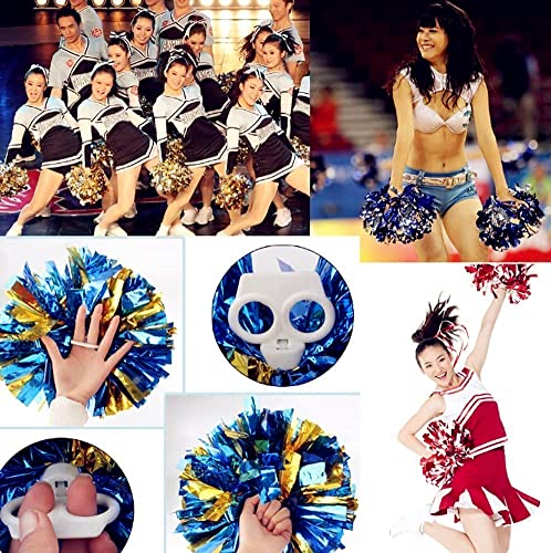 Zybenda 2 Pack 13" Cheerleading Pom Poms With Ring Handle, Pom Poms Cheer Poms Cheerleader Pom Poms For Team Sports Dance Games Spirit Cheering (Blue+Silver) #TOP4