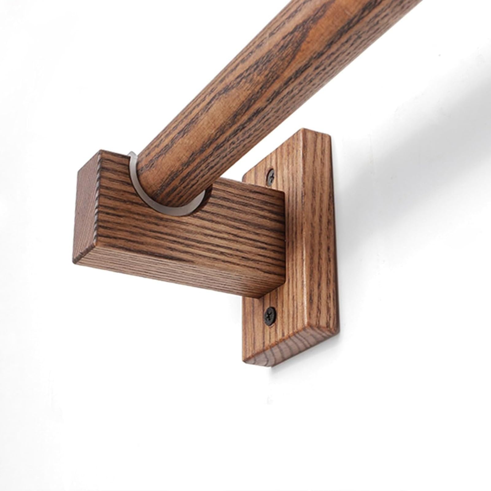 Support de tringle unique en bois de noyer massif pour tringles à rideaux – 100 cm – Design élégant, idéal pour les stores romains et les rideaux coulissants, durable et élégant décoration d'intérieur