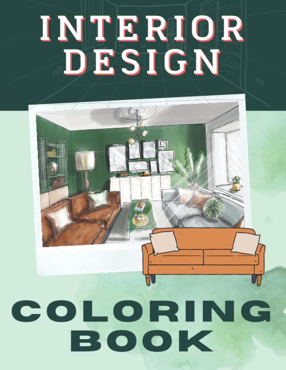 Interior Design Coloring Book: Indoor Room Sketches to Color for Adult Relaxation
