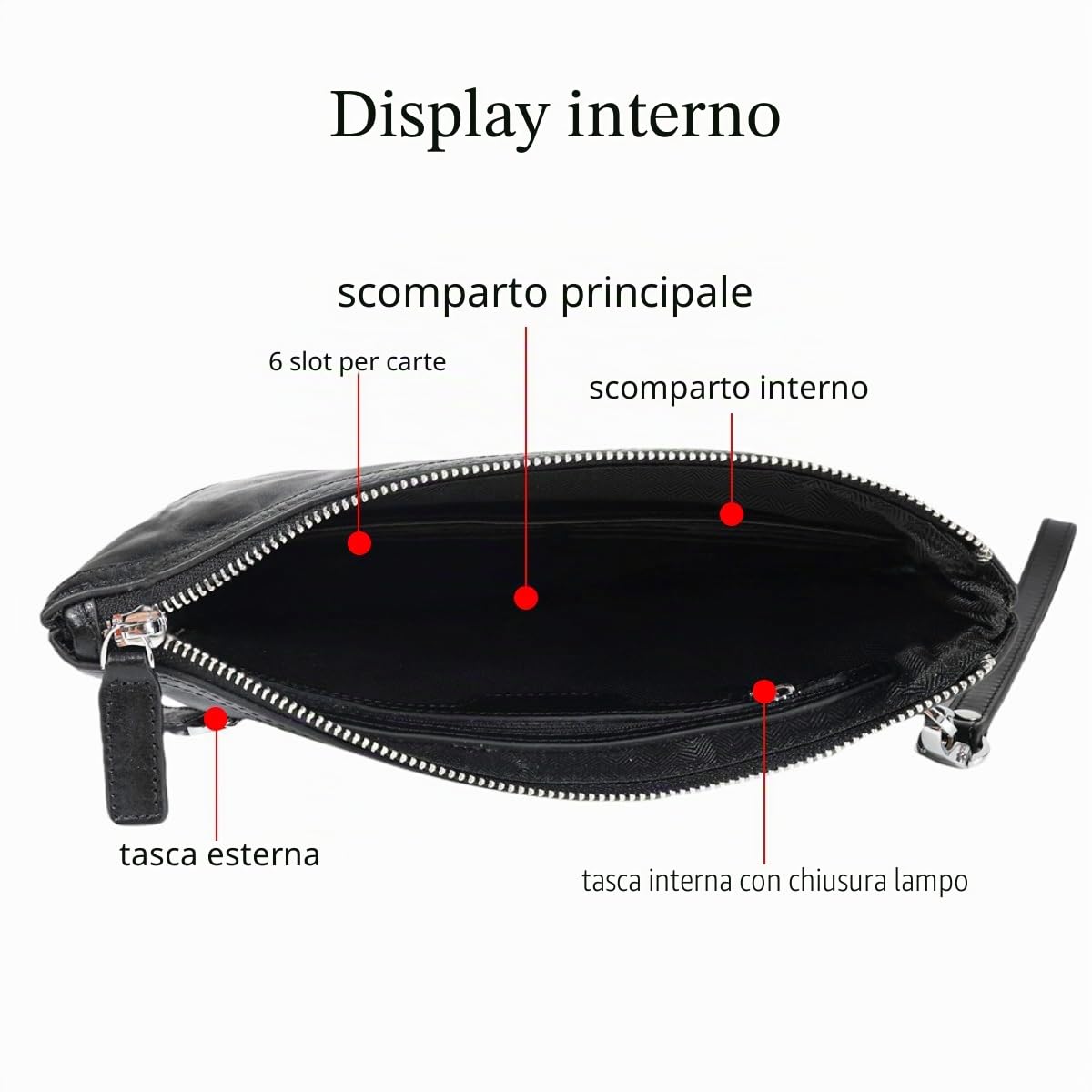 Pochette in vera pelle per uomo borsa da polso borsa da lavoro grande borsa a busta