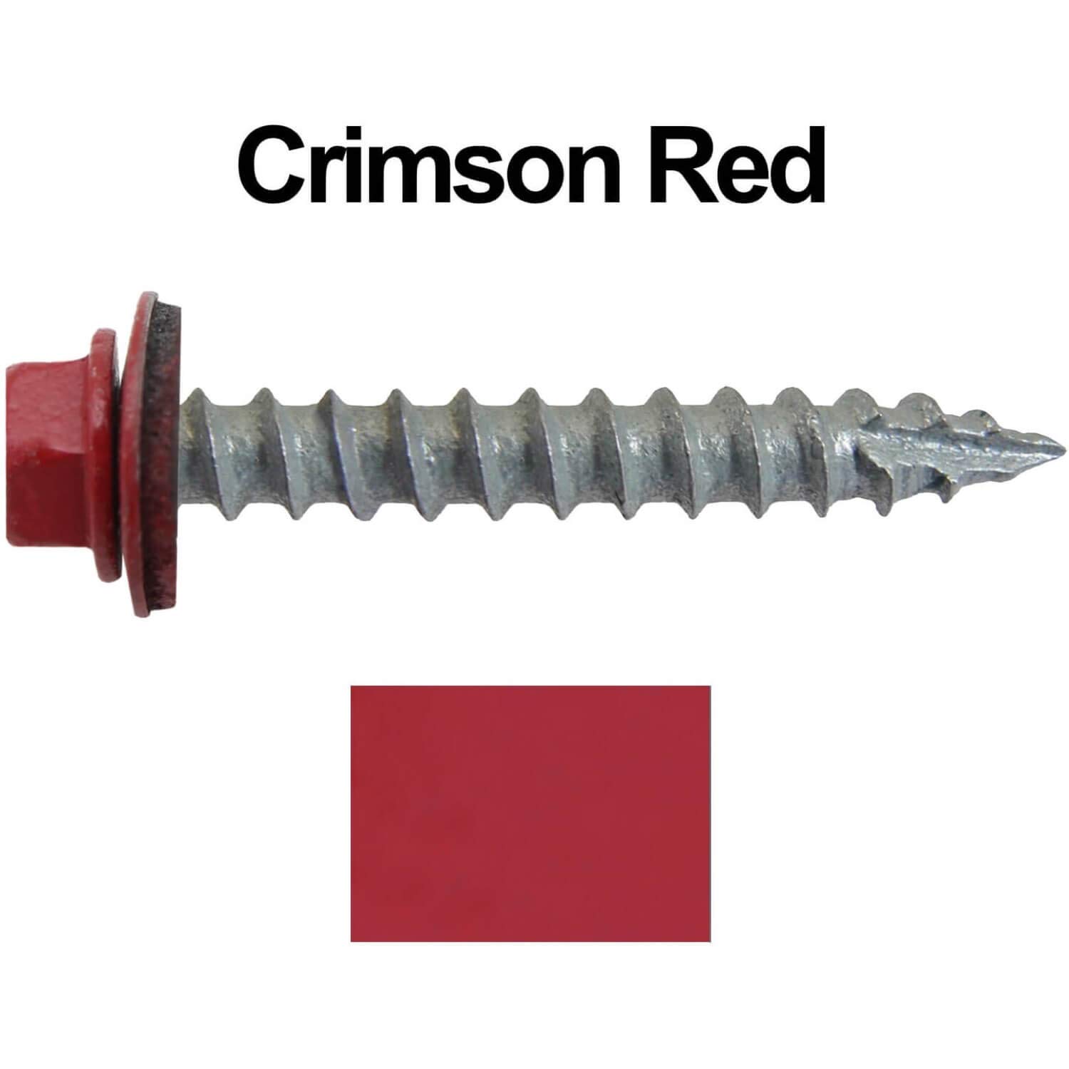 14 x 1-1/2" rosso cremisi viti per coperture in metallo - testa rondella esagonale - autoavviamento/maschiatura - Rondella EPDM. 1 x 250 pezzi - 250 viti