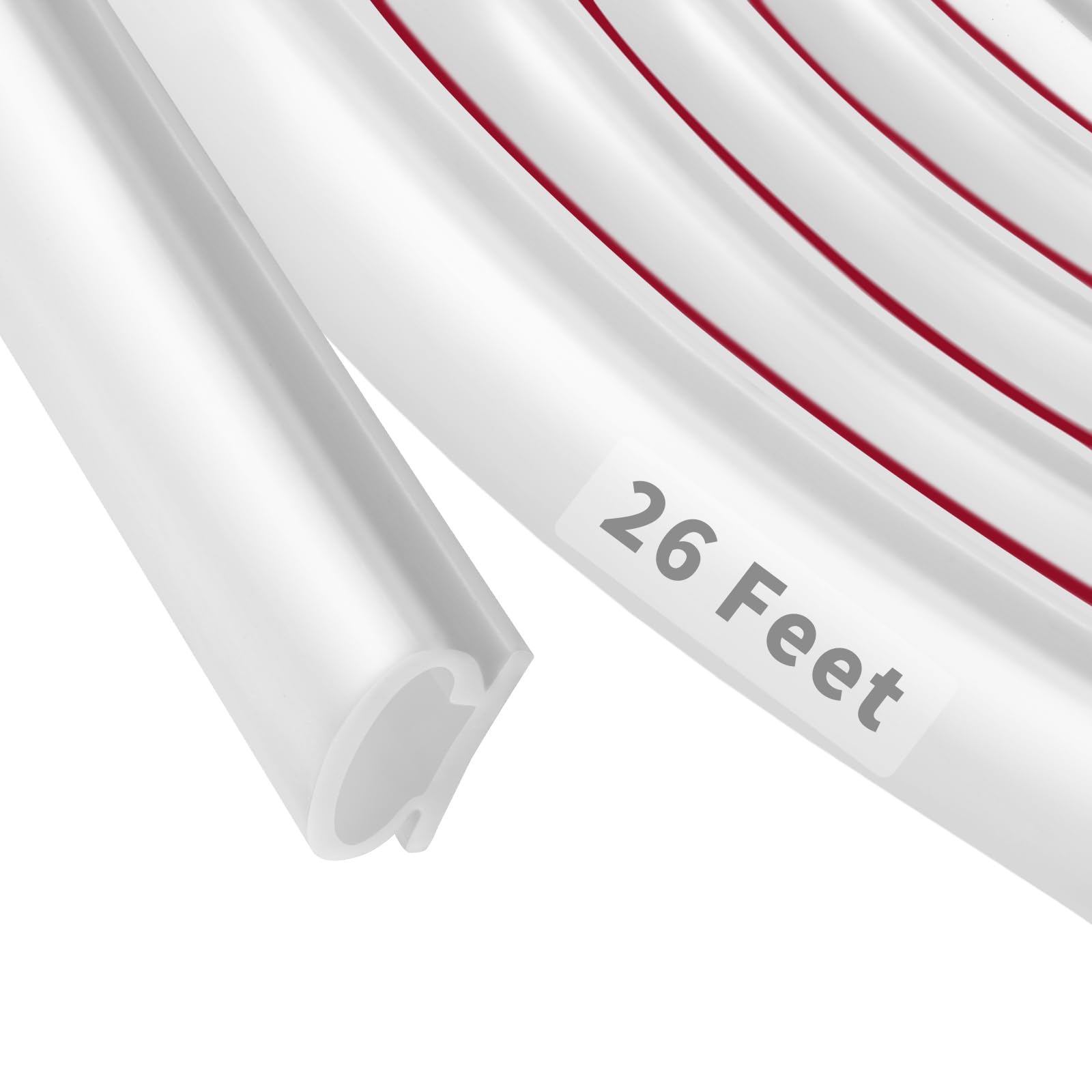 26 Feet D-Shape Rubber Weather Stripping Door Seal Strip, Self-Adhesive Backing Door Weatherstripping for Door Frame Insulation Large Gap, Easy Cut to Size(White)