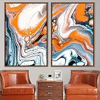 2 Piece Framed Canvas Wall Art Organic Fluids Canvas Prints Home Artwork Decoration for Living Room,Bedroom - 16