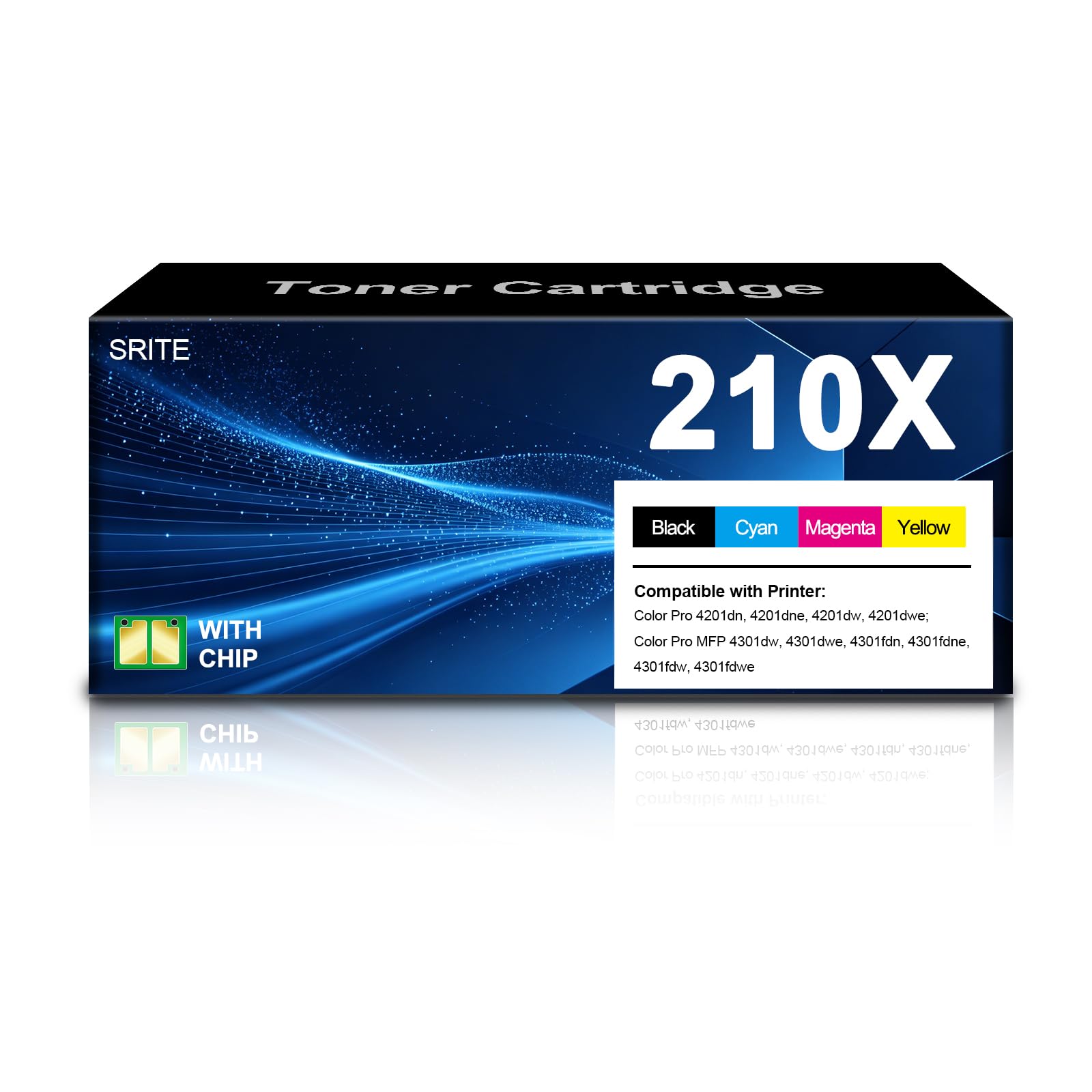 210X High Yield Toner Cartridges (with Chip) Compatible with HP W2100X W2101X W2102X W2103X 210A Toner for HP Color Laser Jet Pro MFP 4301Fdw 4301Fdn 4201Dw 4201Dn 4301 Series Printer