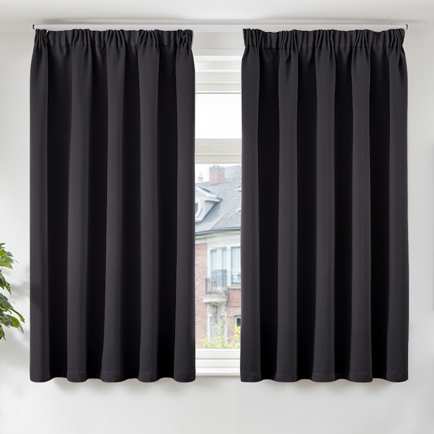 TOPICK Black Blackout Curtains for Living Room Bedroom W55 x L57, 2 Panels — image 1