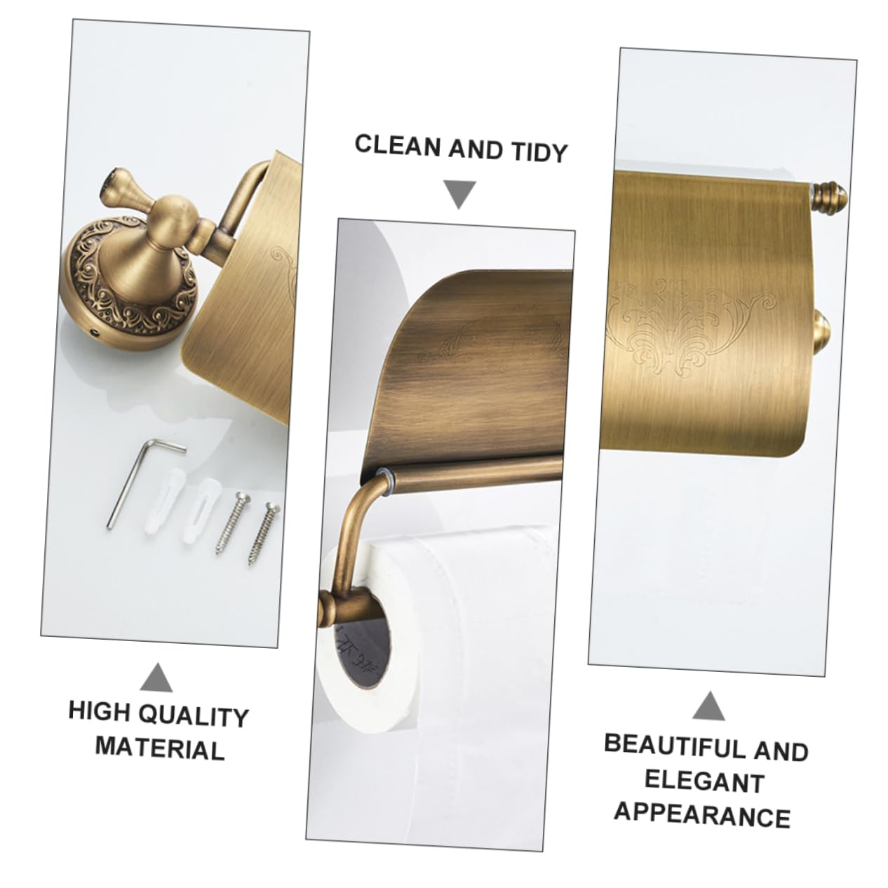 Portarrollos de Papel Higiénico de Cobre Dorado Instalación Perforada y Diseño Simple para Baño en Hoteles y Hogares