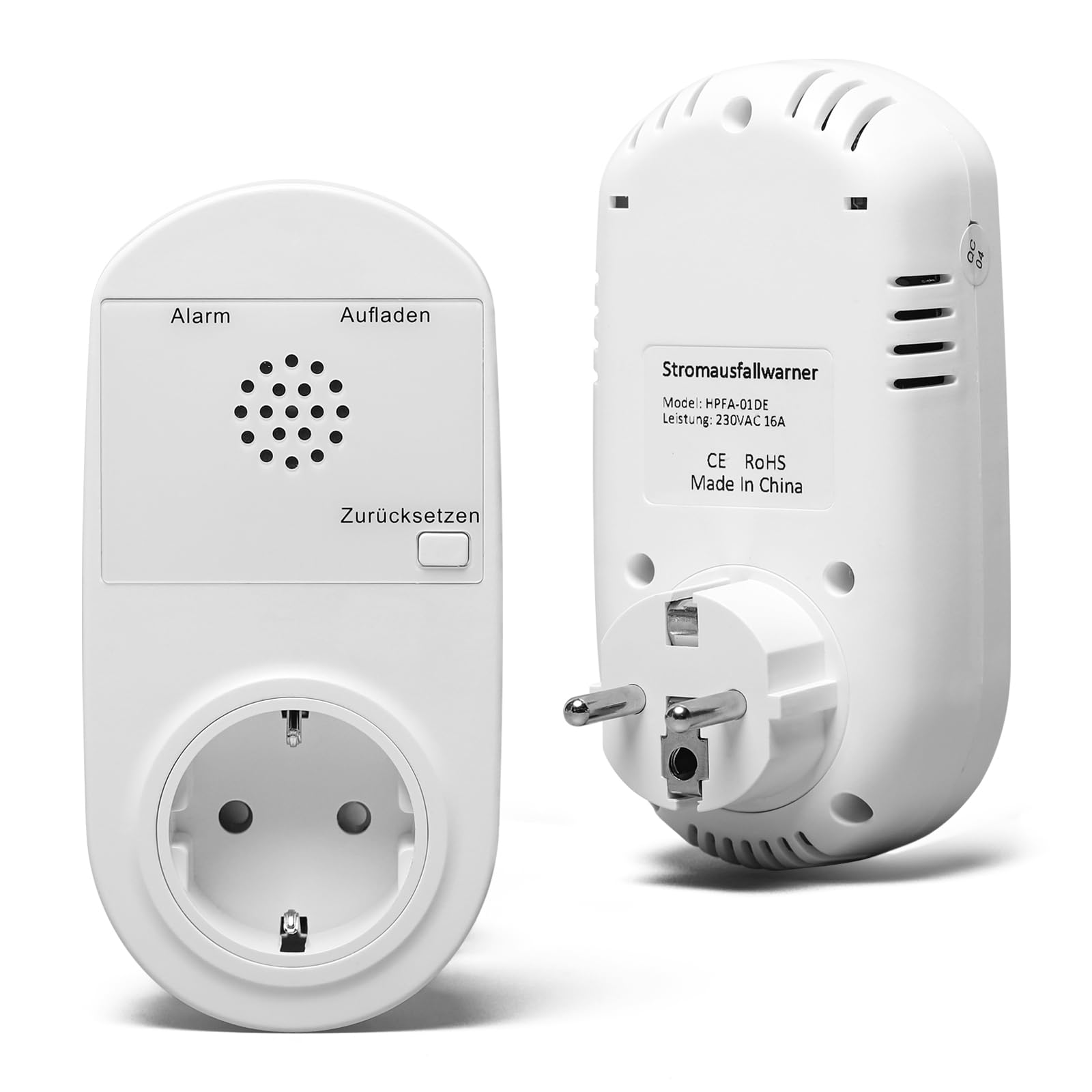 Briidea Stromausfallalarm melder mit LED Anzeige und 80 dB Sirene, betrieben mit wiederaufladbarem Akku (enthalten), ideal zur Überwachung von Kühlschränken, Gefrierschränken, Sumpfpumpen und Aquarien