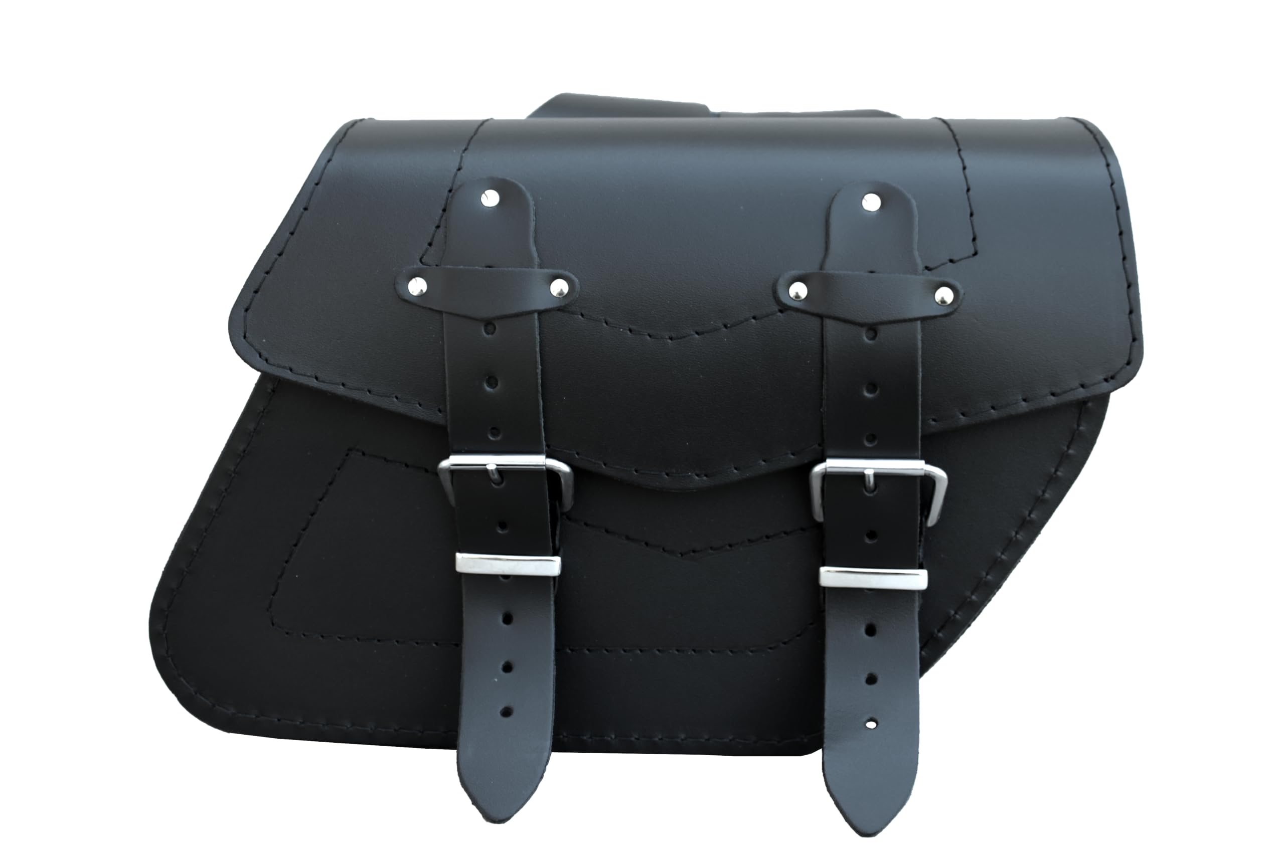 sako – S131A - Satteltaschen Glatt, ohne Nieten - Aus robustem Rindsleder, verstärkt mit 2 mm Kunststoff - Komplettes Set mit rechter und linker Tasche und Lederriemen - Chopper Zubehör