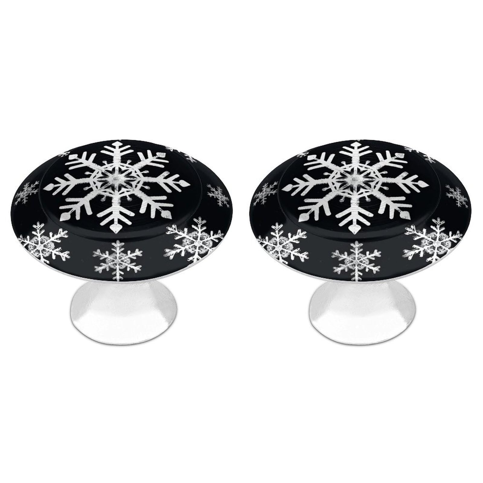 Fodpand White 2 Pack Cabinet Knobs 1.1 Inch Single Hole Drawer Pulls Handles Decorative Snowflake Furniture Knobs For Dresser Kitchen Bathroom Cupboard Wardrobe Vanity Closet Door Hardware